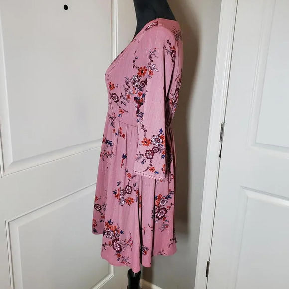 Lily Rose Mauve Floral Metallic Striped Women's Mini Dress Size XS NWOT - Picture 9 of 14